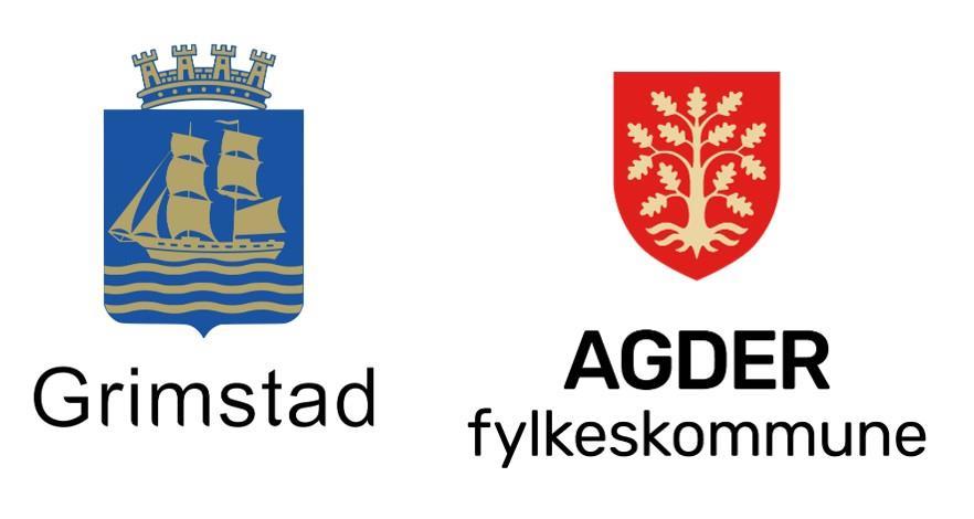 Byvåpen Grimstad og fylkesvåpen Agder