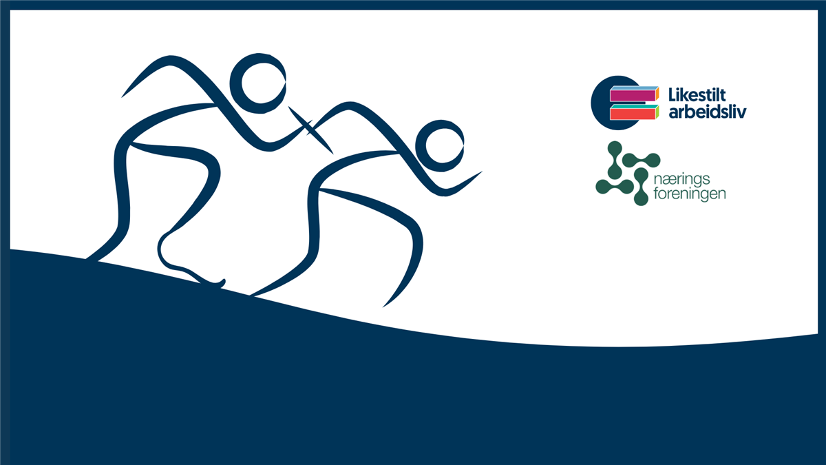 Grafisk illustrasjon av to strekmennesker som løper stafett. - Klikk for stort bilde