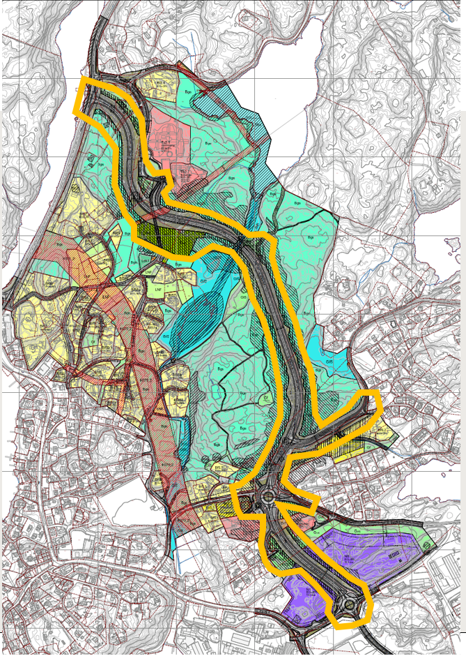 Kart som viser ny veg til Arendal havn i eydehavn - Klikk for stort bilde